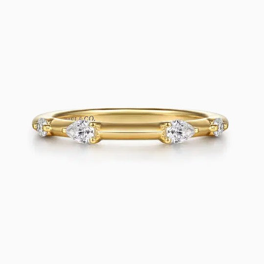14K Yellow Gold Four Stone Diamond Wedding Band