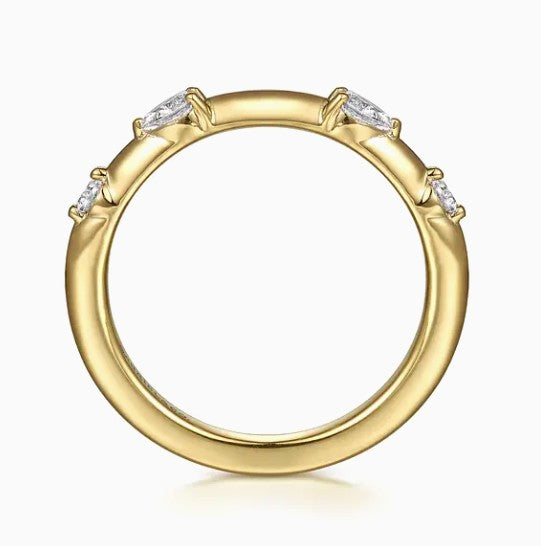 14K Yellow Gold Four Stone Diamond Wedding Band