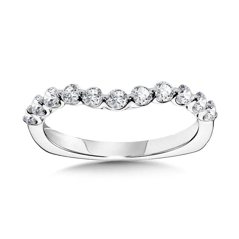 14K White Gold Curved Wedding Band
