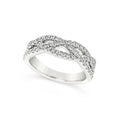14K White Gold Braided Cross Over Diamond Wedding Band