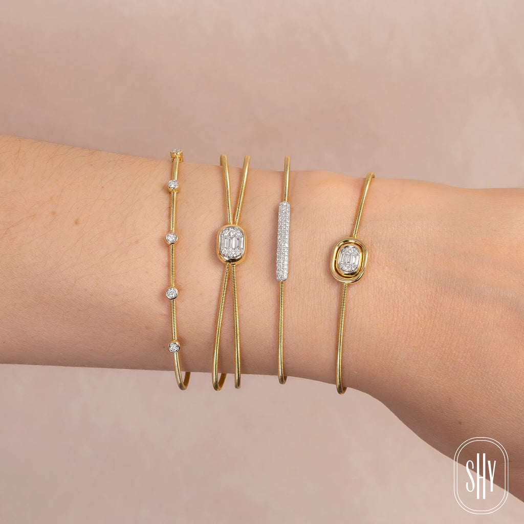 14K Yellow Gold Corelli Diamond Bangle