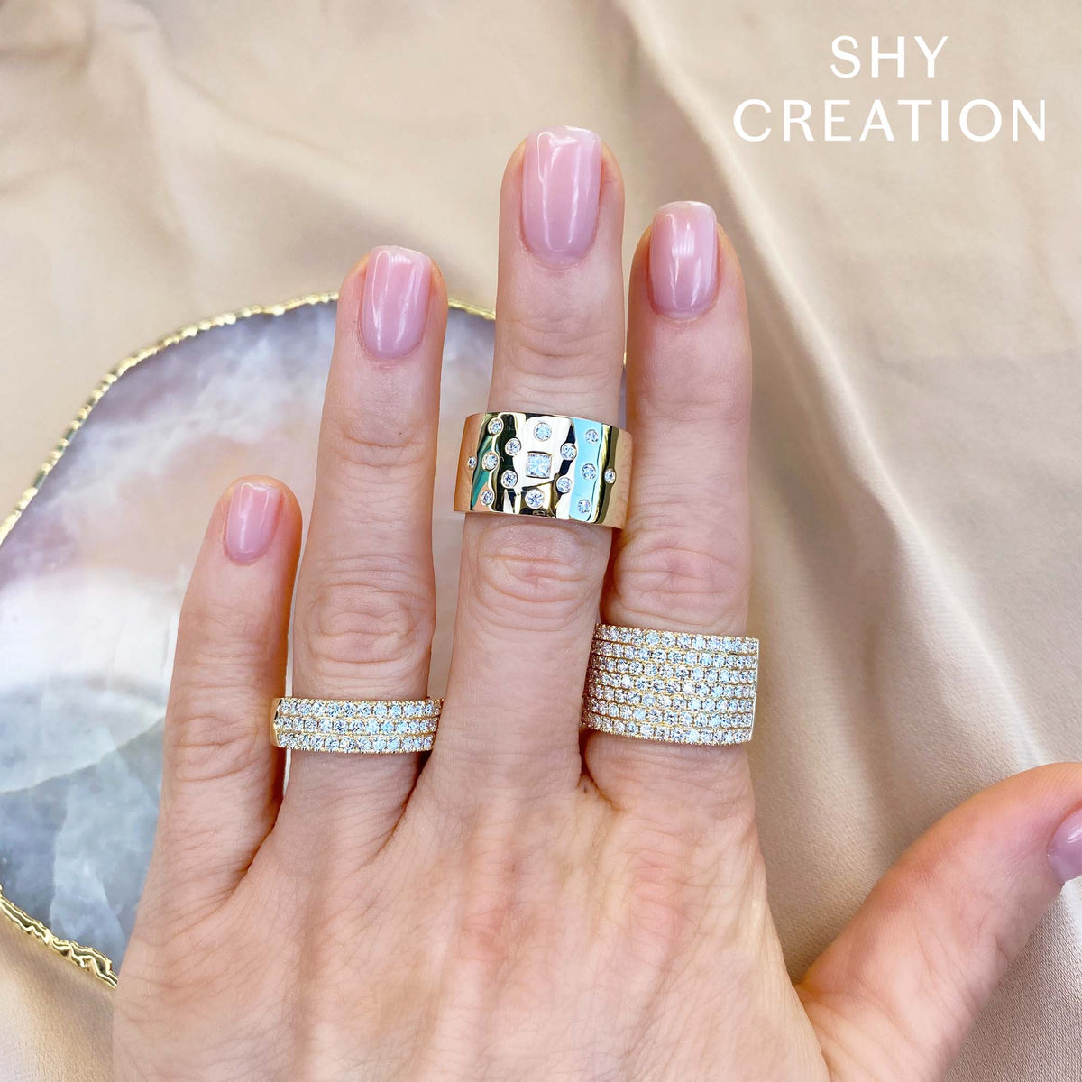 14K Yellow Gold Diamond Pave Fashion Ring