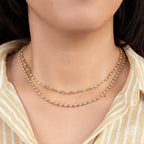 14K Yellow Gold Bezel Set Station Diamond Tennis Necklace