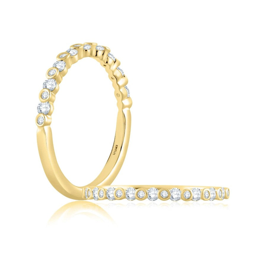 14K Gold Alternating Bezel Cut Diamond Band