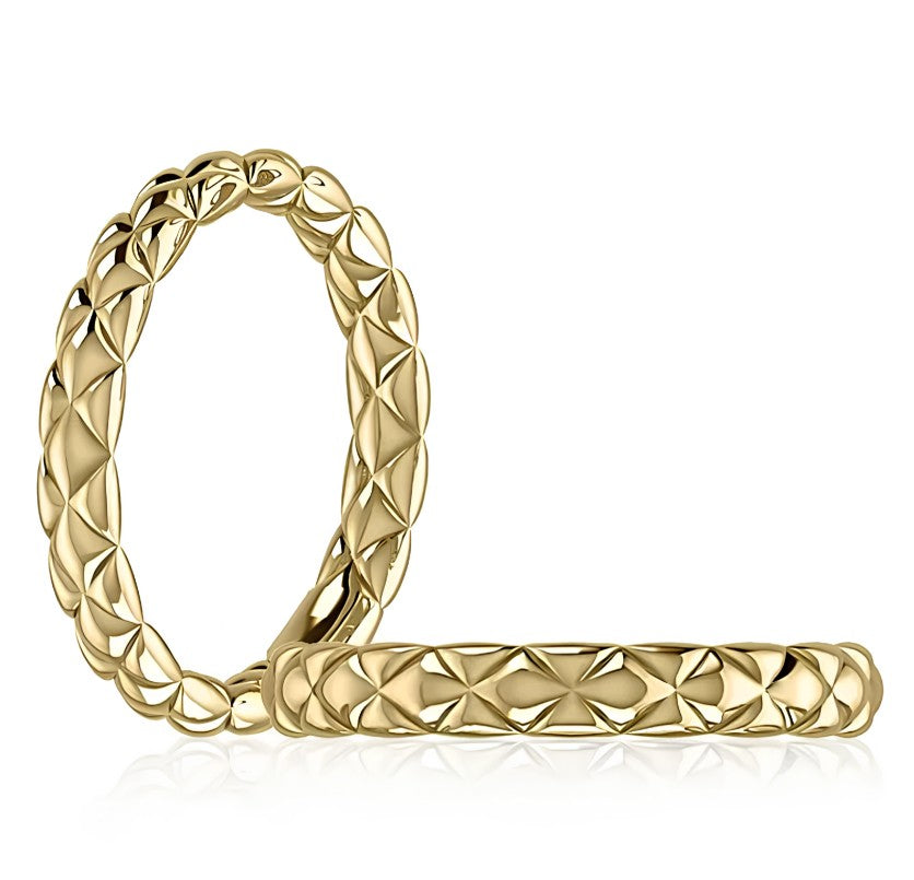 14K Gold Quilted Stackable Ring
