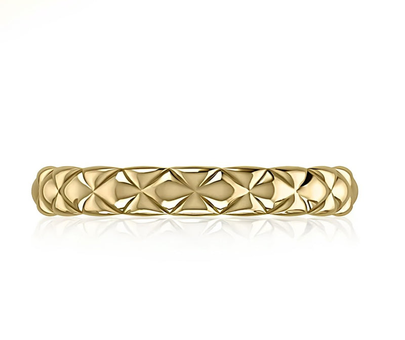 14K Gold Quilted Stackable Ring
