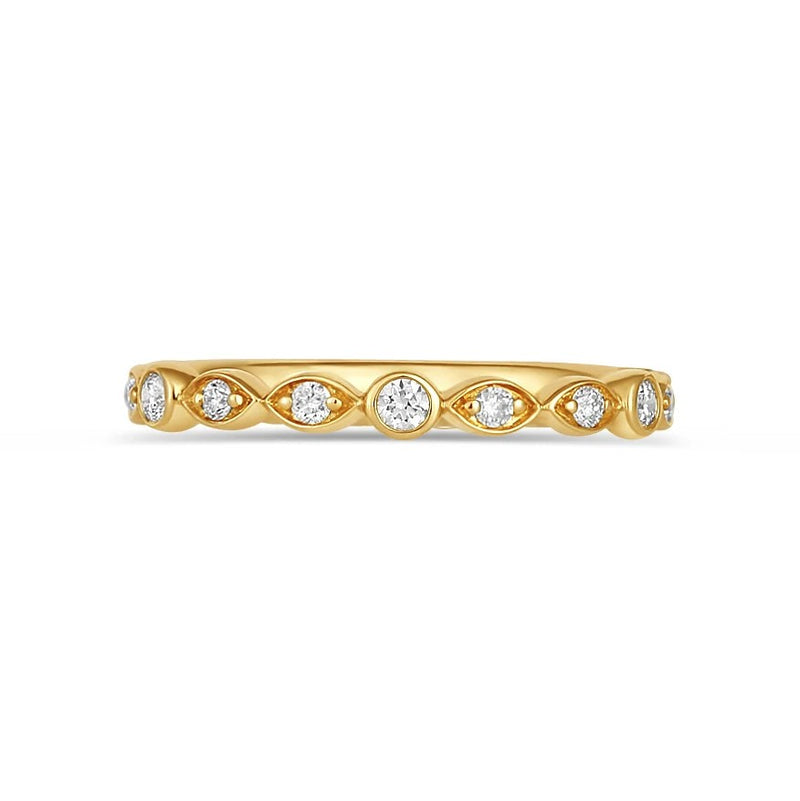 14K Gold Alternating Diamond Wedding Band