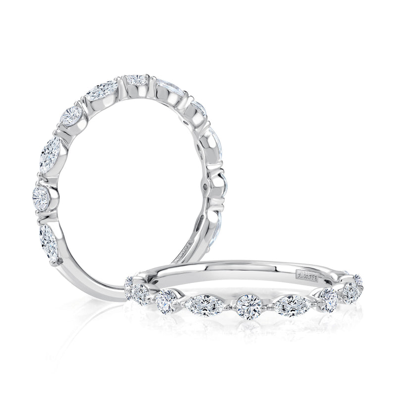 Platinum Round & Marquise Diamond Anniversary Wedding Band