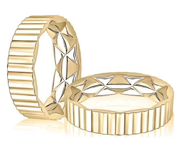 14K Gold Fluted Polished Ring