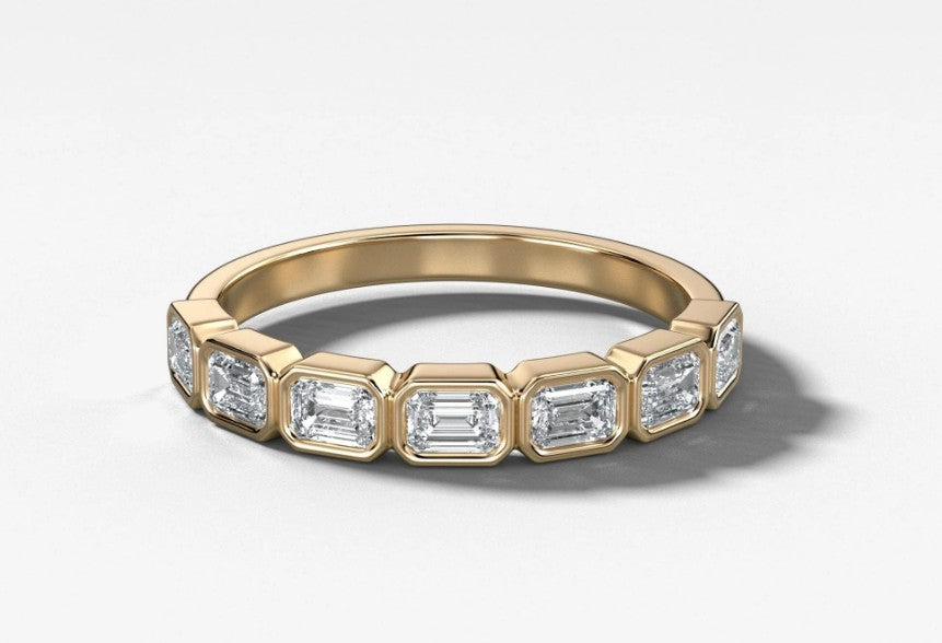 14K Yellow Gold Bezel Set Wedding Band