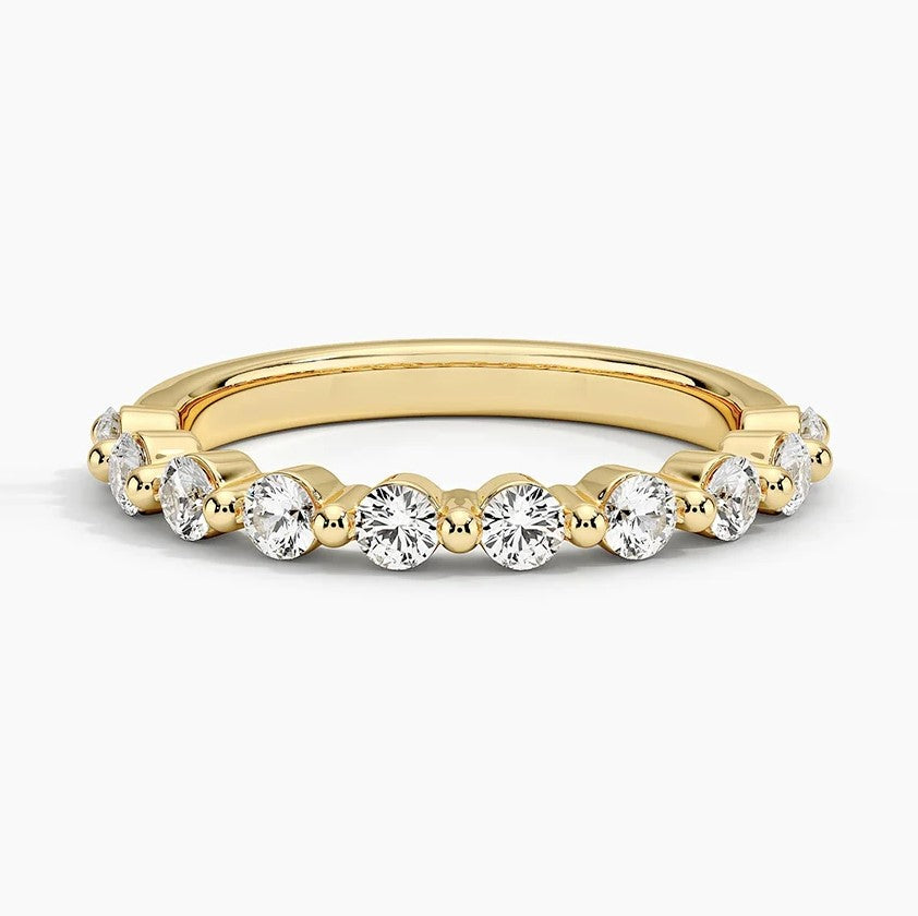 14K Yellow Gold Shared Prong Wedding Band