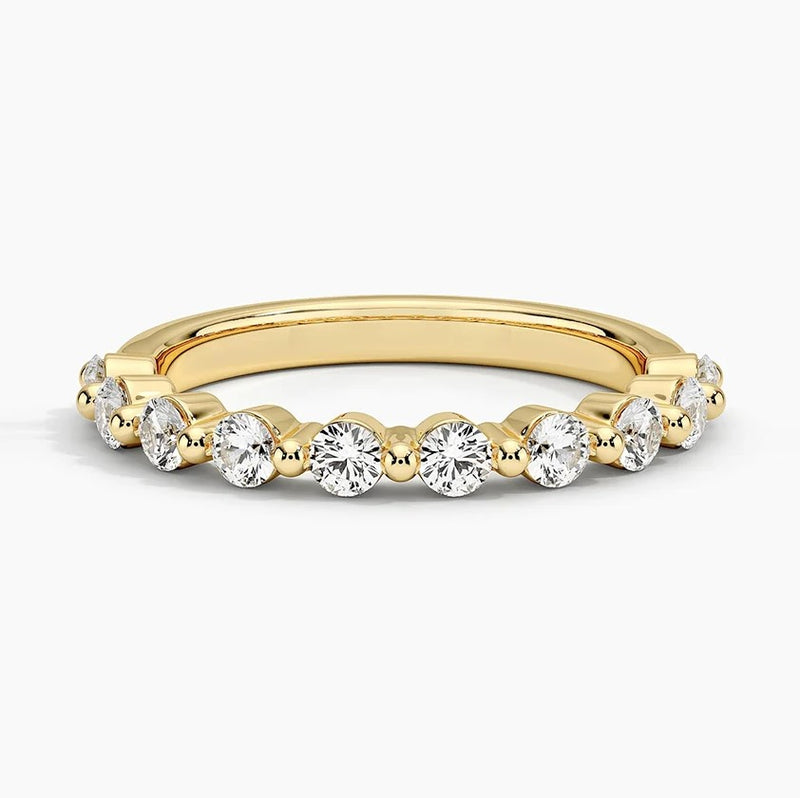 14K Yellow Gold Shared Prong Wedding Band