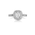 14K White Gold Double Cushion Halo Diamond Engagement Ring