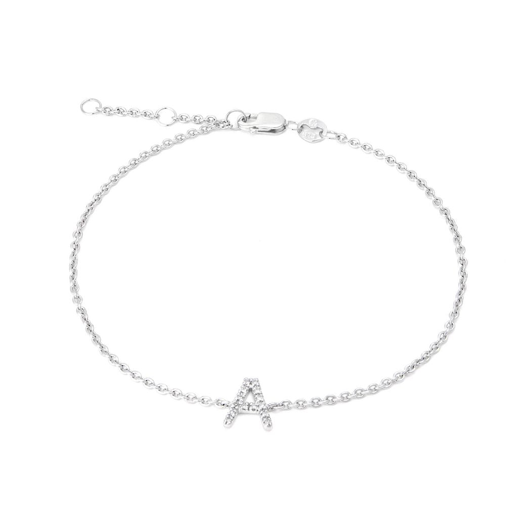 Sterling Silver Diamond Initial "A" Bracelet