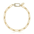 14K Gold Diamond Clasp Paper Clip Bracelet