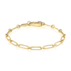 14K Gold Diamond Clasp Paper Clip Bracelet