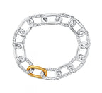 Two-Tone Sterling Silver & 14K Yellow Gold Quilted Link Bracelet