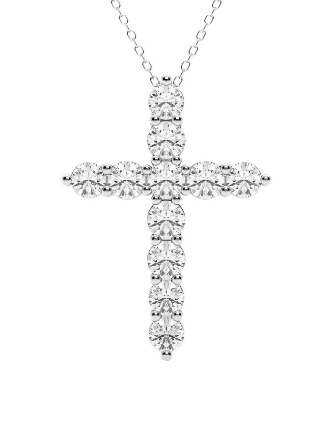 14K White Gold Diamond Cross Pendant