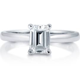 Emerald Diamond Solitaire Ring