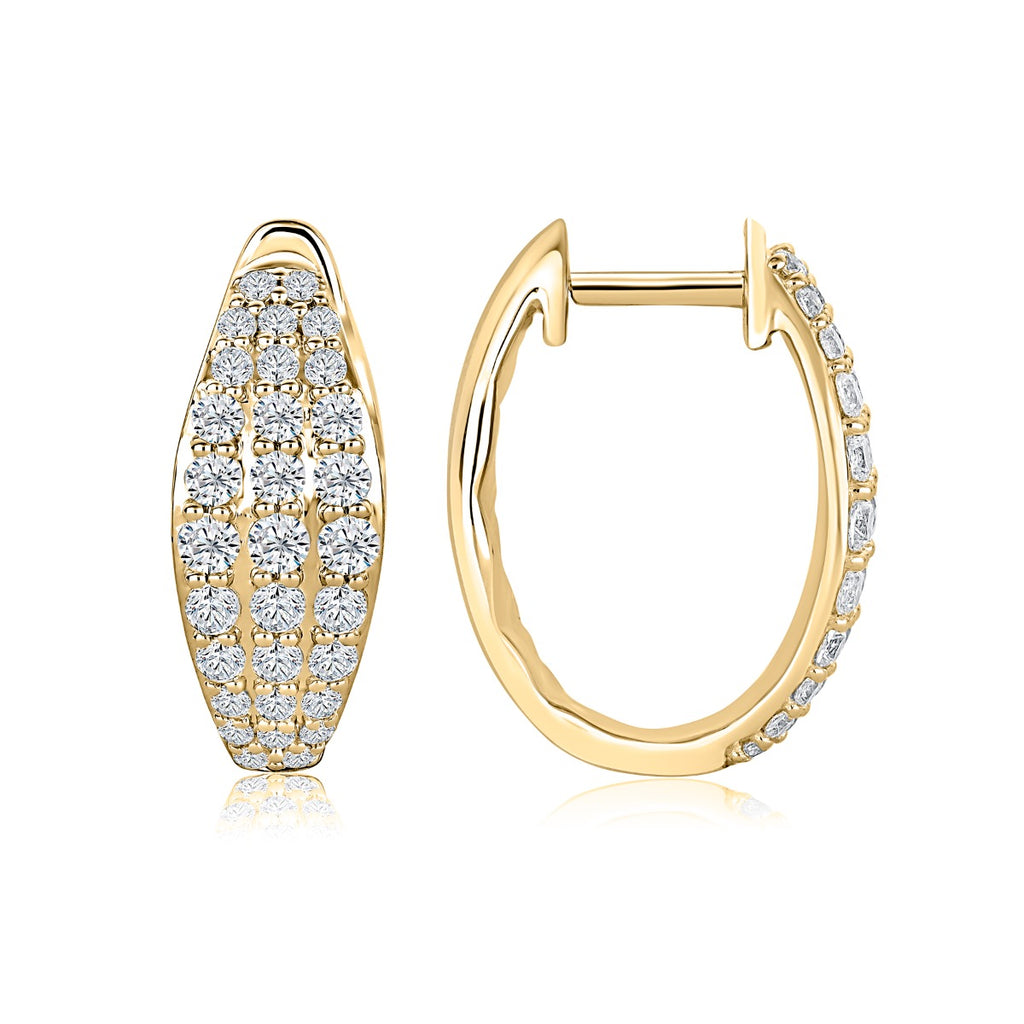 14K Yellow Gold Diamond Hoop Earrings