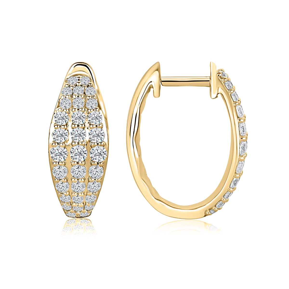 14K Yellow Gold Diamond Hoop Earrings
