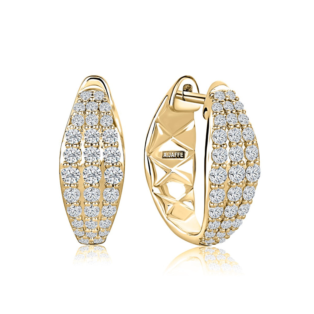 14K Yellow Gold Diamond Hoop Earrings