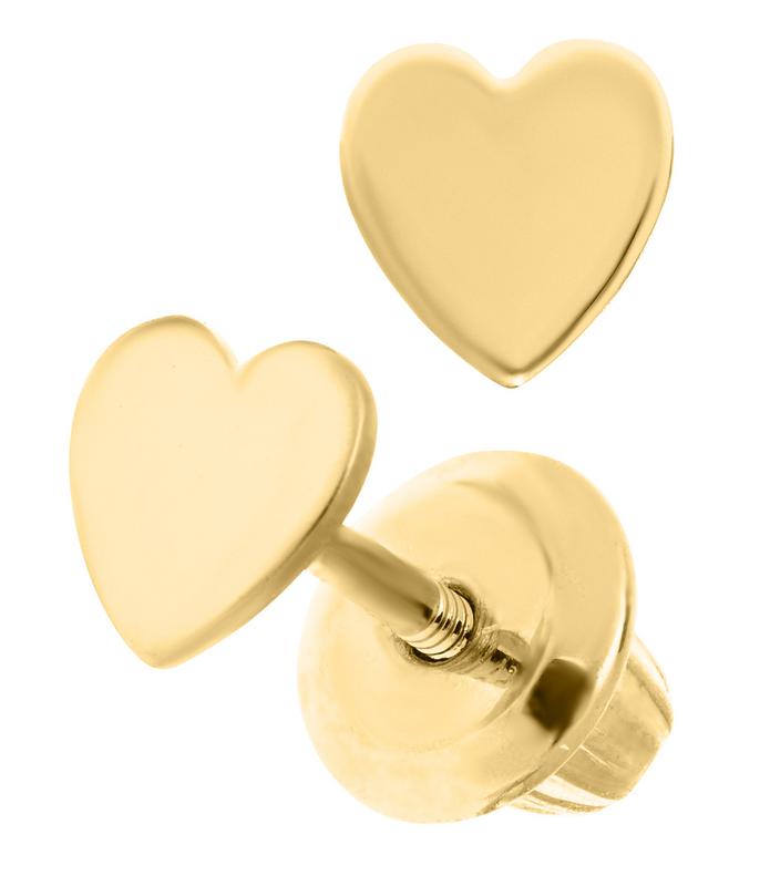 Children's 14K Gold Heart Stud Earrings