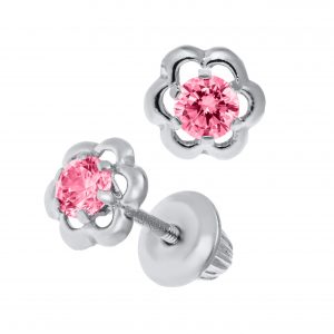 Children's 14K White Gold Flower Studs