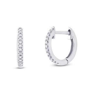 14K White Gold Diamond Huggies