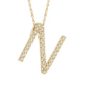 14K Yellow Gold Diamond Initial Necklace