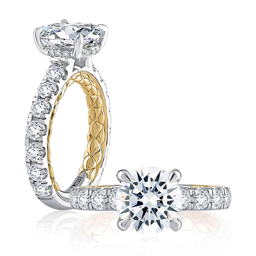 18K Two Tone Traditional Diamond Semi-Mount Ring