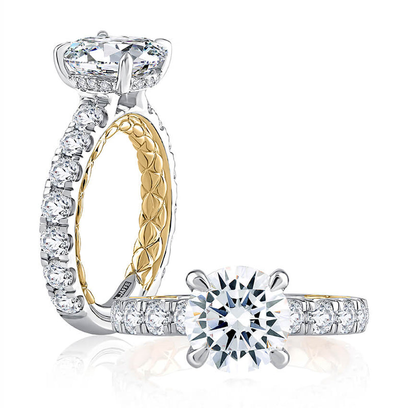18K Two Tone Traditional Diamond Semi-Mount Ring