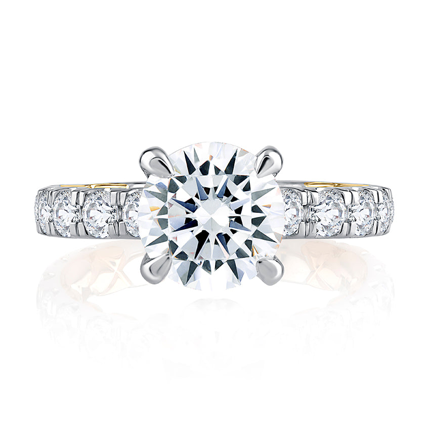 18K Two Tone Traditional Diamond Semi-Mount Ring