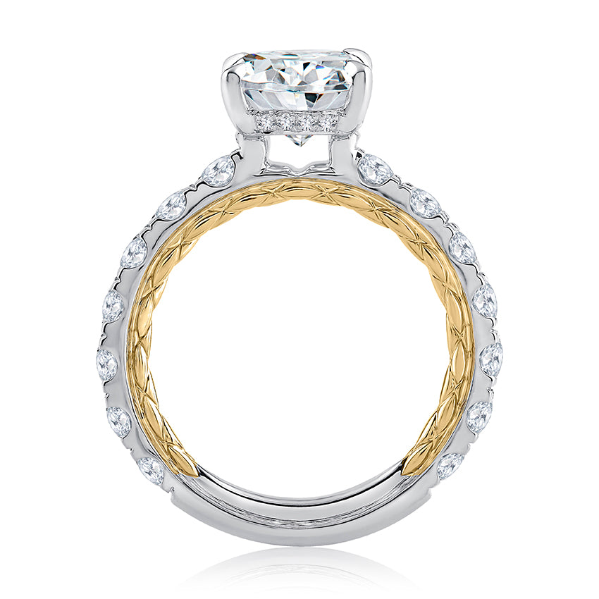 18K Two Tone Traditional Diamond Semi-Mount Ring
