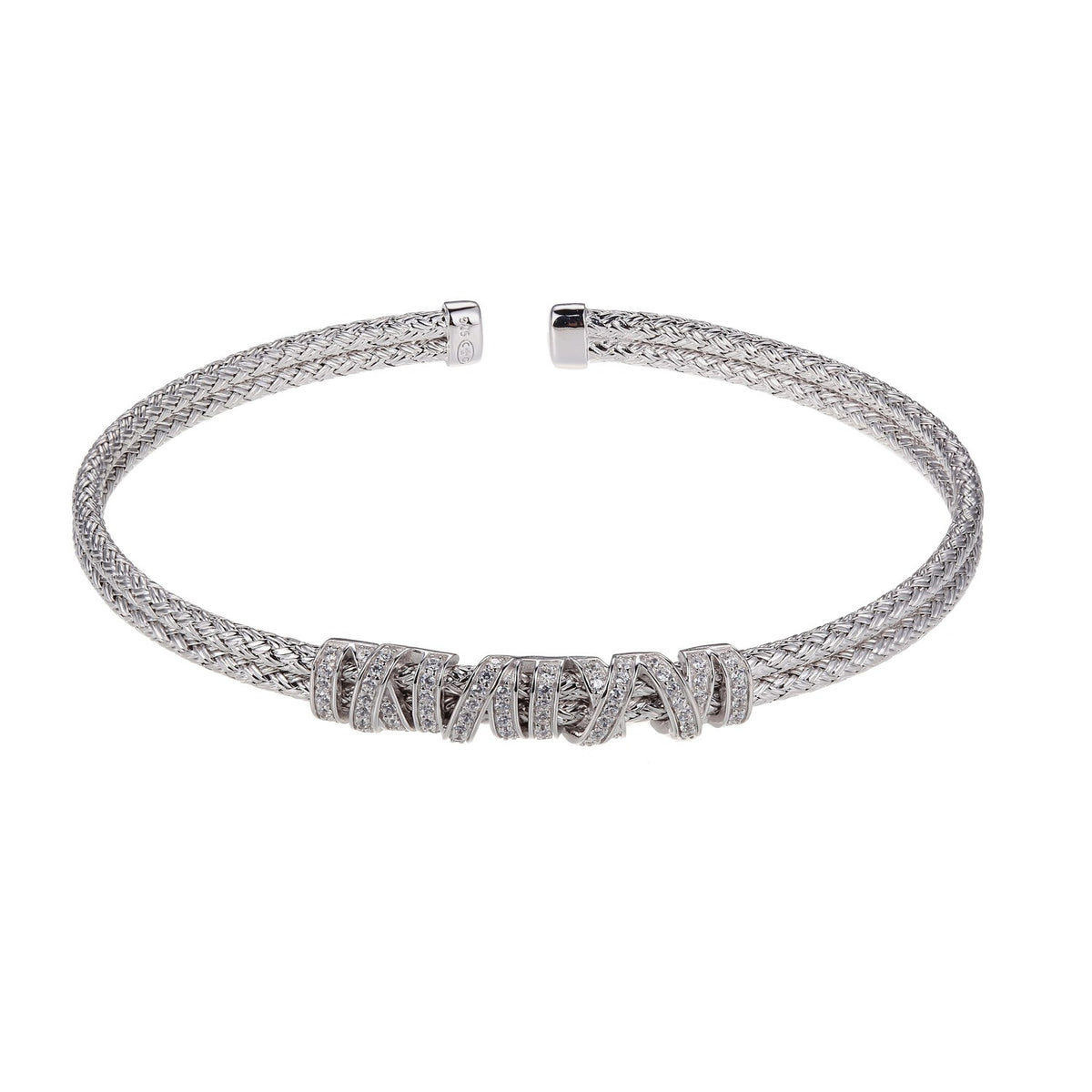 Lady's White Sterling Silver Cuff Bracelet