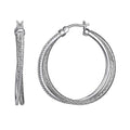 Lady's White Sterling Silver Medium Hoop Earrings