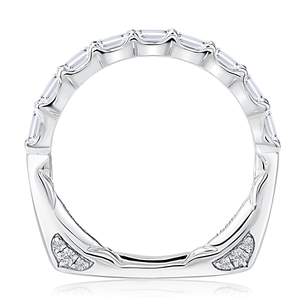 14K White Gold Euro Shank Emerald Cut Diamond Band