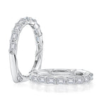 14K White Gold Euro Shank Emerald Cut Diamond Band