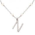 White Sterling Silver Necklace With Letter "N"