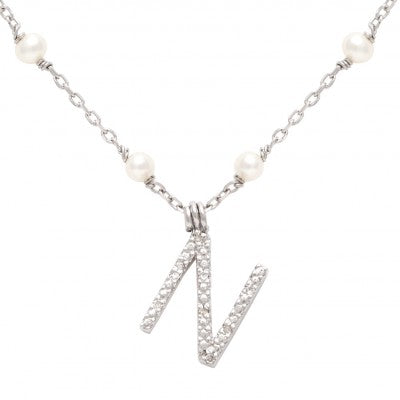Sterling Silver Necklace With Letter "N"