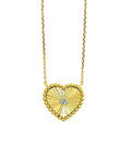 10K Yellow Gold Fluted Heart Necklace