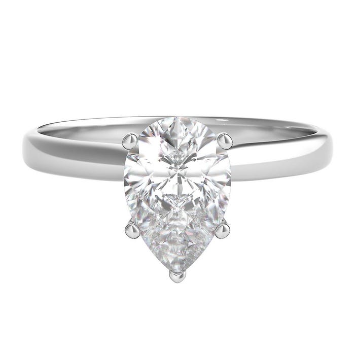 14K White Gold Pear Shape Diamond Solitaire