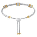 Lady's 2Tone Y/W Sterling Silver Diamond Cut Cuff Bracelet