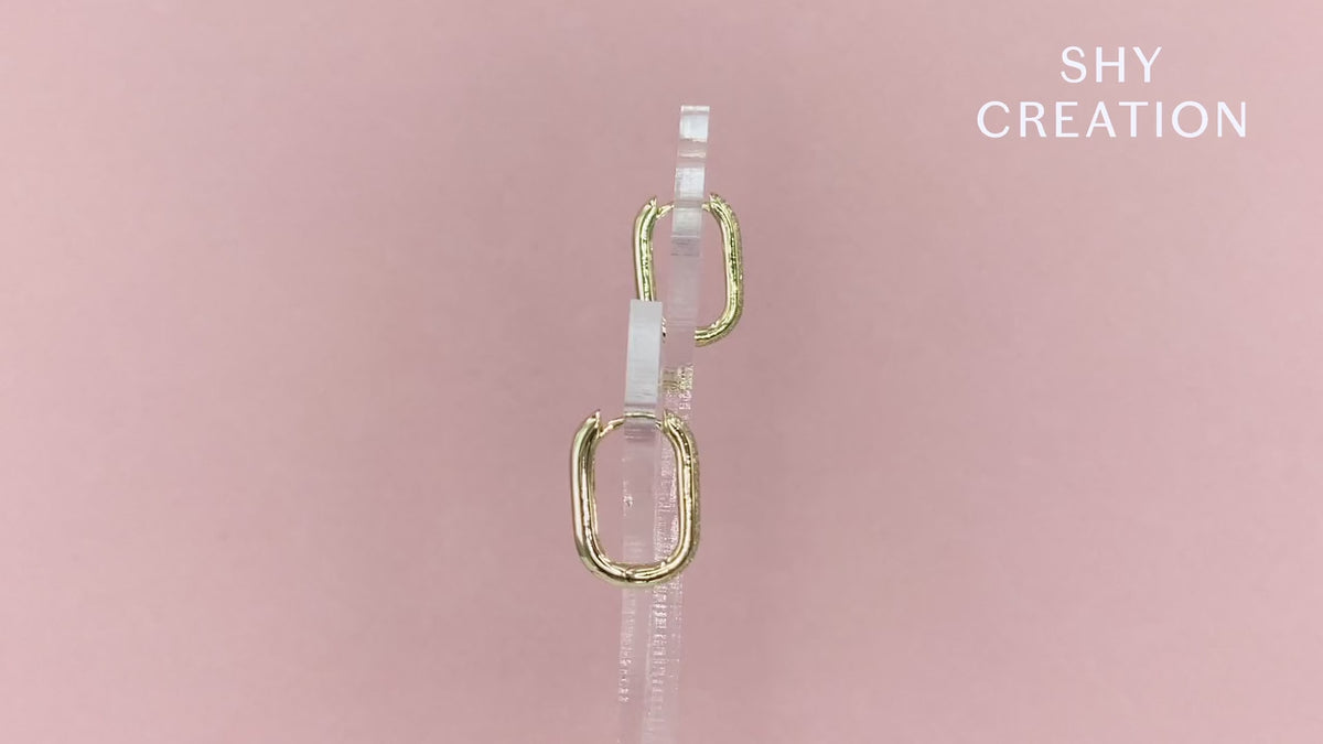 14K Yellow Gold Ova Diamond Huggies