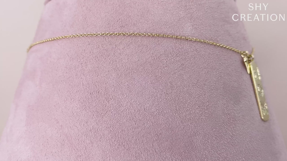 14K Yellow Gold Bar Diamond Necklace
