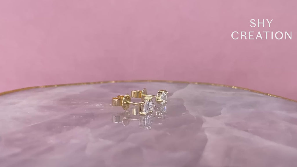 14K Gold Toi et Moi Diamond Earrings