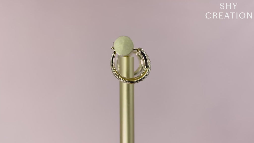 14K Gold Cross Over Diamond Huggie Earrings