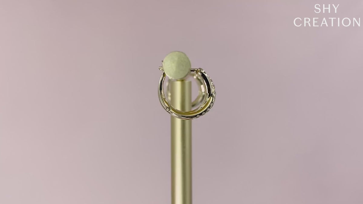 14K Gold Cross Over Diamond Huggie Earrings