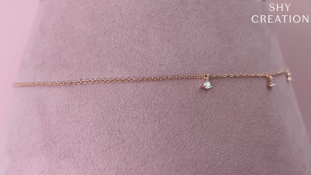 14K Gold Diamond Dangle Necklace