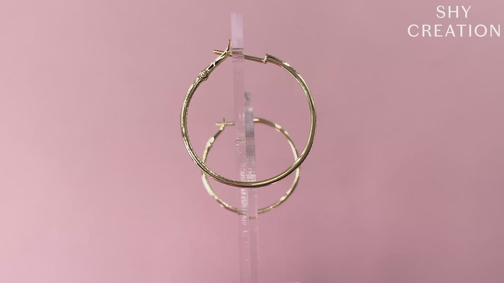 14K Gold Diamond Hoop Earrings